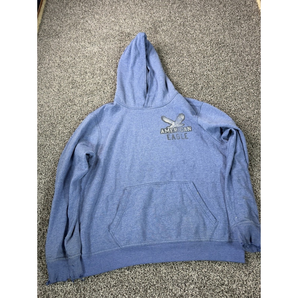Vintage Y2K American Eagle Pullover Hoodie Women's Size Large Blue